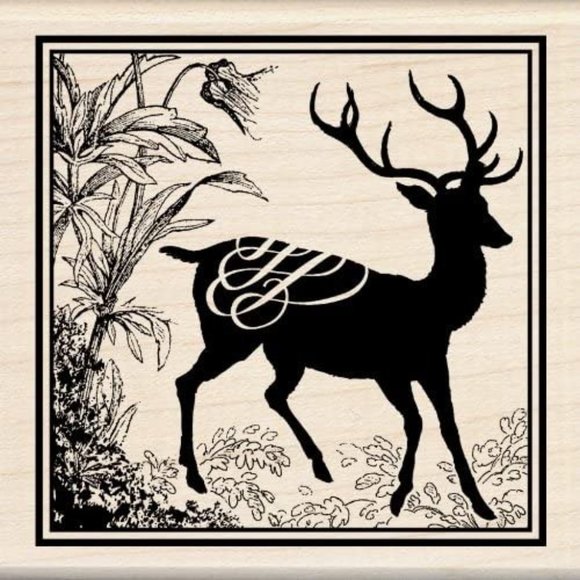 Inkadinkado Wood Stamp, Heirloom Deer Print NEW NWT Crafts Scrapbook - Picture 1 of 1